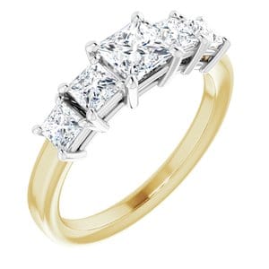 Rings 14K Yellow & White 4.5x4.5 mm Square Engagement Ring Mounting