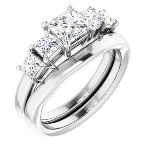 Rings 10K White  5 mm Square Engagement Ring Mounting