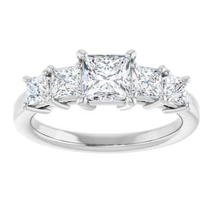 Rings 10K White  5 mm Square Engagement Ring Mounting