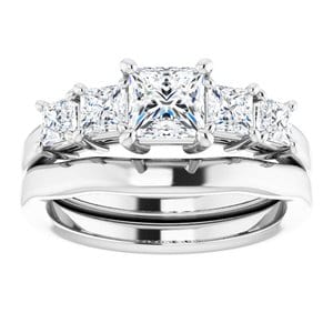 Rings 10K White  5 mm Square Engagement Ring Mounting