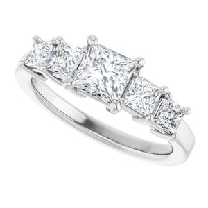 Rings 10K White  5 mm Square Engagement Ring Mounting