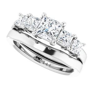 Rings 10K White  5 mm Square Engagement Ring Mounting