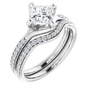 Rings 14K White  5.5 mm Square Engagement Ring Mounting
