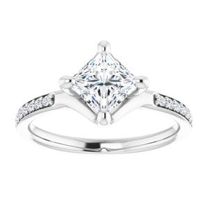 Rings 14K White  5.5 mm Square Engagement Ring Mounting