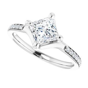 Rings 14K White  5.5 mm Square Engagement Ring Mounting