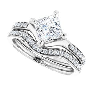 Rings 14K White  5.5 mm Square Engagement Ring Mounting