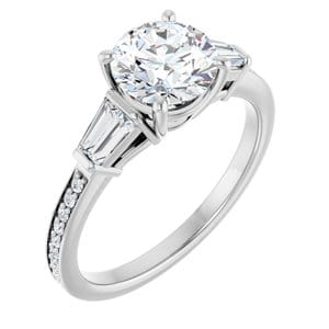 Rings 14K White  7 mm Round Engagement Ring Mounting