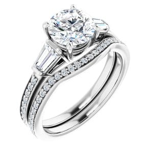 Rings 14K White  7 mm Round Engagement Ring Mounting
