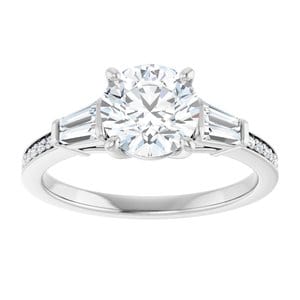 Rings 14K White  7 mm Round Engagement Ring Mounting