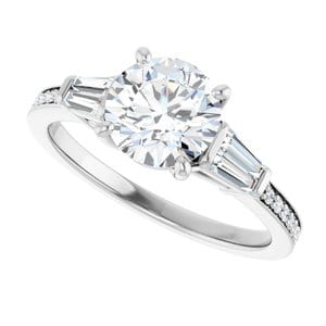 Rings 14K White  7 mm Round Engagement Ring Mounting