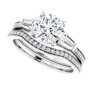 Rings 14K White  7 mm Round Engagement Ring Mounting