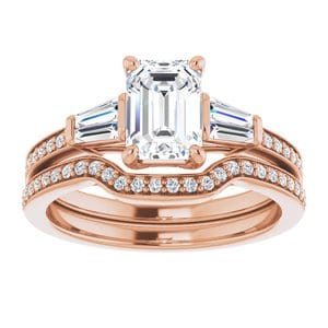 Rings 14K Rose  7x5 mm Emerald Engagement Ring Mounting