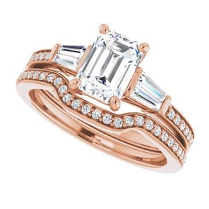 Rings 14K Rose  7x5 mm Emerald Engagement Ring Mounting