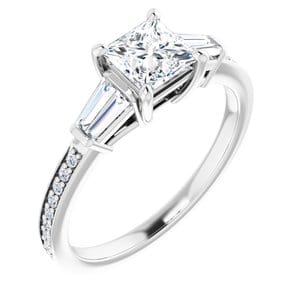 Rings 14K White  5 mm Square Engagement Ring Mounting