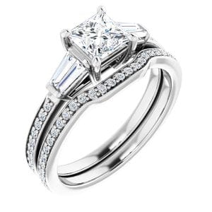 Rings 14K White  5 mm Square Engagement Ring Mounting