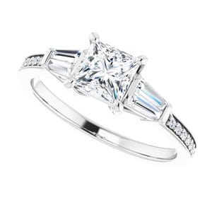 Rings 14K White  5 mm Square Engagement Ring Mounting