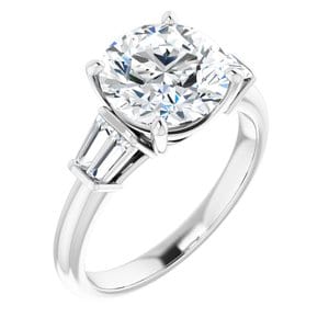 Rings 14K White 9 mm Round Engagement Ring Mounting