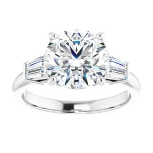 Rings 14K White 9 mm Round Engagement Ring Mounting