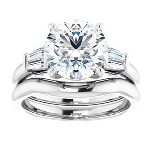 Rings 14K White 9 mm Round Engagement Ring Mounting
