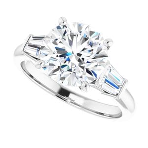 Rings 14K White 9 mm Round Engagement Ring Mounting