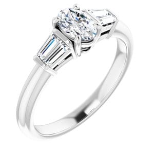 Rings 14K White 6x4 mm Oval Engagement Ring Mounting