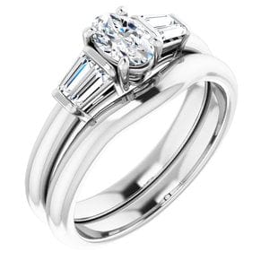 Rings 14K White 6x4 mm Oval Engagement Ring Mounting