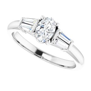Rings 14K White 6x4 mm Oval Engagement Ring Mounting
