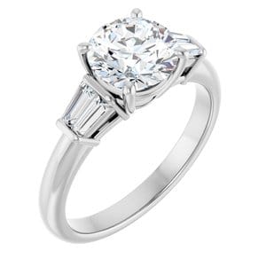 Rings 14K White 7.4 mm Round Engagement Ring Mounting