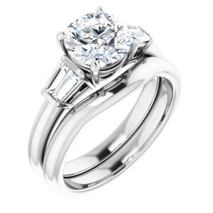 Rings 14K White 7.4 mm Round Engagement Ring Mounting