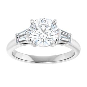 Rings 14K White 7.4 mm Round Engagement Ring Mounting