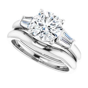 Rings 14K White 7.4 mm Round Engagement Ring Mounting