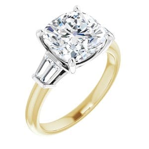 Rings 14K Yellow/White 9x9 mm Cushion Engagement Ring Mounting