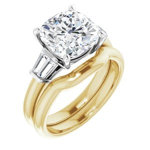 Rings 14K Yellow/White 9x9 mm Cushion Engagement Ring Mounting