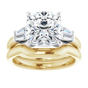 Rings 14K Yellow/White 9x9 mm Cushion Engagement Ring Mounting
