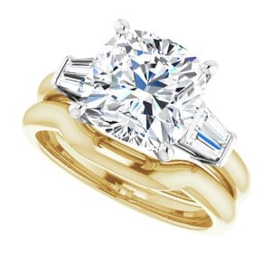 Rings 14K Yellow/White 9x9 mm Cushion Engagement Ring Mounting