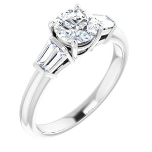 Rings 14K White 6 mm Round Engagement Ring Mounting