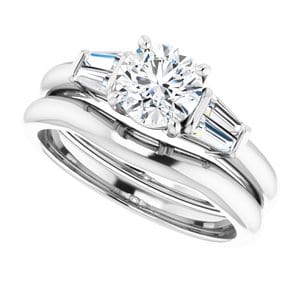 Rings 14K White 6 mm Round Engagement Ring Mounting