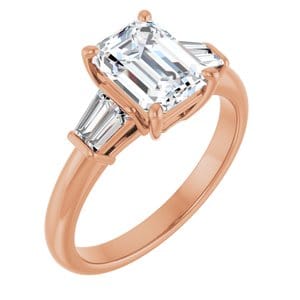 Rings 14K Rose 8x6 mm Emerald Engagement Ring Mounting