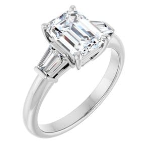 Rings 14K White 8x6 mm Emerald Engagement Ring Mounting
