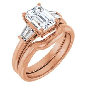 Rings 14K Rose 8x6 mm Emerald Engagement Ring Mounting