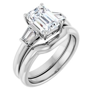 Rings 14K White 8x6 mm Emerald Engagement Ring Mounting