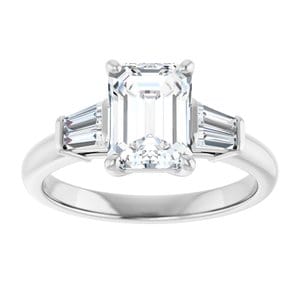 Rings 14K White 8x6 mm Emerald Engagement Ring Mounting