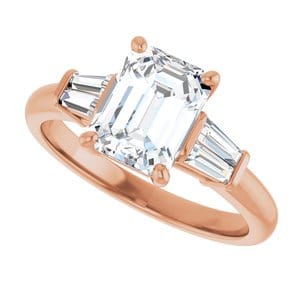 Rings 14K Rose 8x6 mm Emerald Engagement Ring Mounting