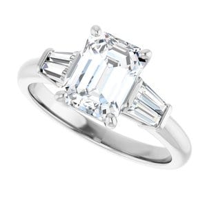 Rings 14K White 8x6 mm Emerald Engagement Ring Mounting