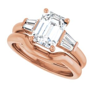 Rings 14K Rose 8x6 mm Emerald Engagement Ring Mounting
