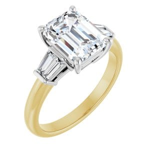 Rings 14K Yellow/White 9x7 mm Emerald Engagement Ring Mounting
