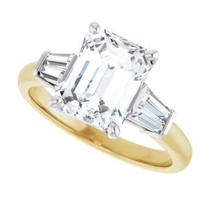 Rings 14K Yellow/White 9x7 mm Emerald Engagement Ring Mounting