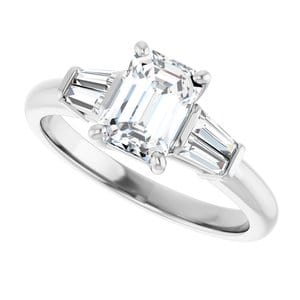 Rings 14K White 7x5 mm Emerald Engagement Ring Mounting