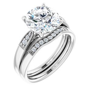Rings 14K White  9.4 mm Round Engagement Ring Mounting