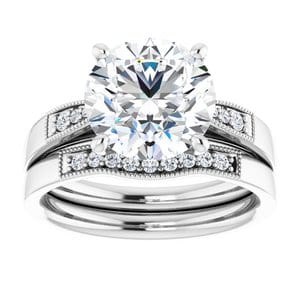 Rings 14K White  9.4 mm Round Engagement Ring Mounting